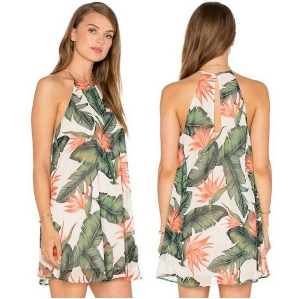 Show Me Your Mumu Paradise Found Gomez Tropical Mini Shift Halter Dress